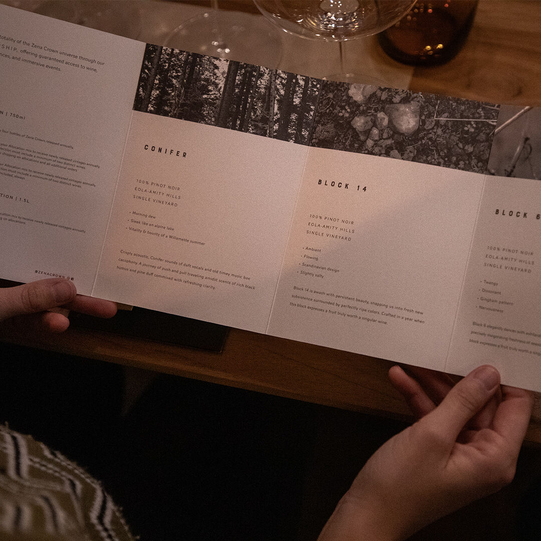 Zean Crown Tasting Folio fully opened & viewed Zean Crown Tasting Folio fully opened & viewed
